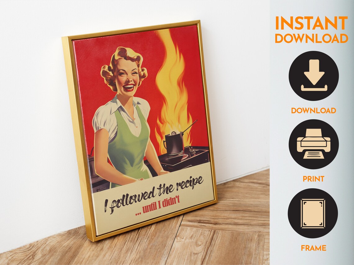Retro Kitchen Print, Funny 50s 60s Kitchen Decor - Image 6
