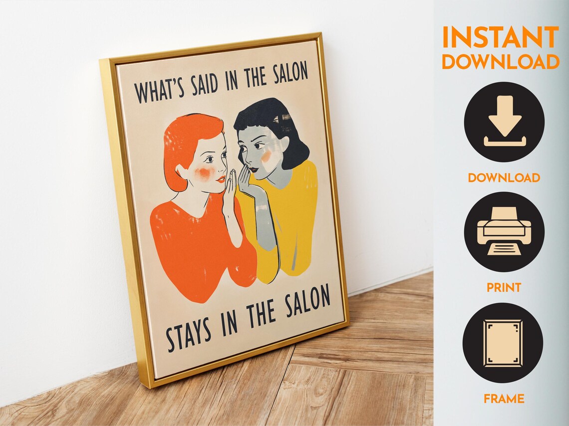 Retro Hair Salon Art Print, Neutral Salon Decor - Image 6