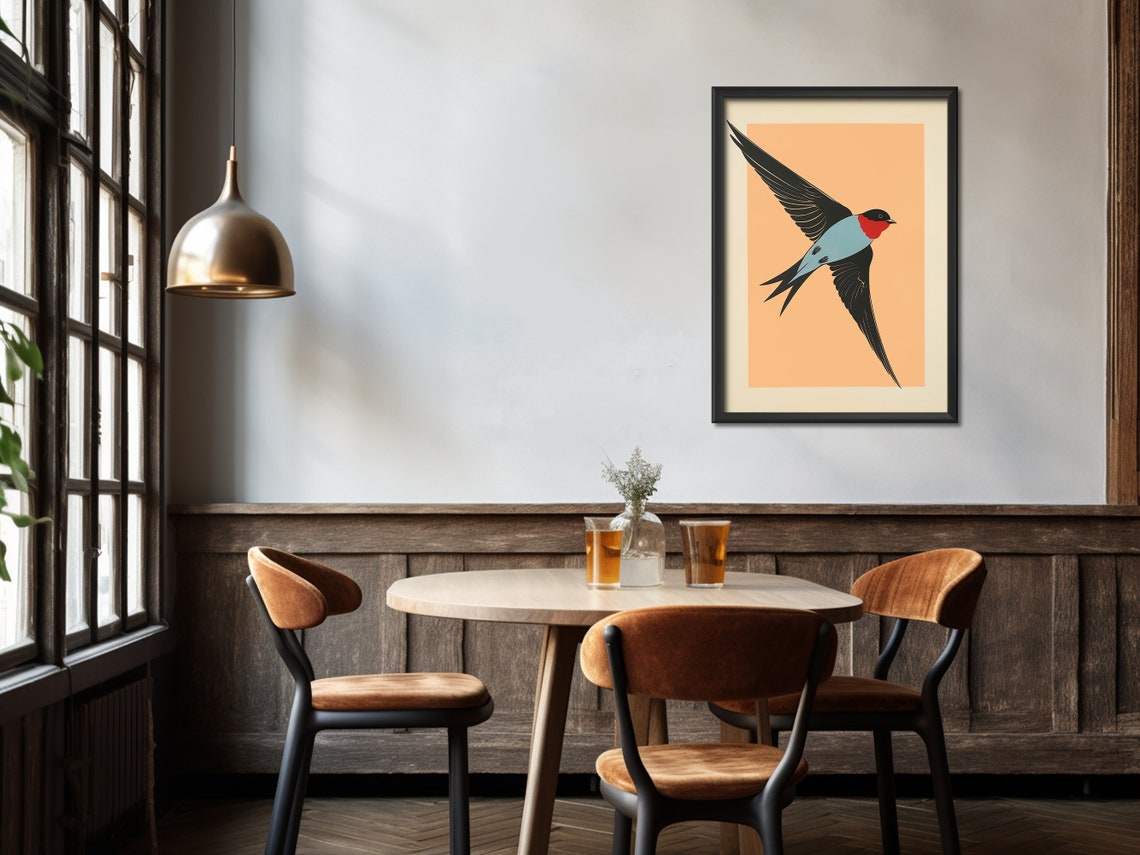 Vintage Barn Swallow Bird Illustration Retro Nature Art Poster - Image 4