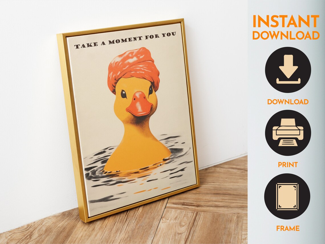 Yellow Rubber Duck Bathroom Art, Funny 50s 60s Poster - Image 6
