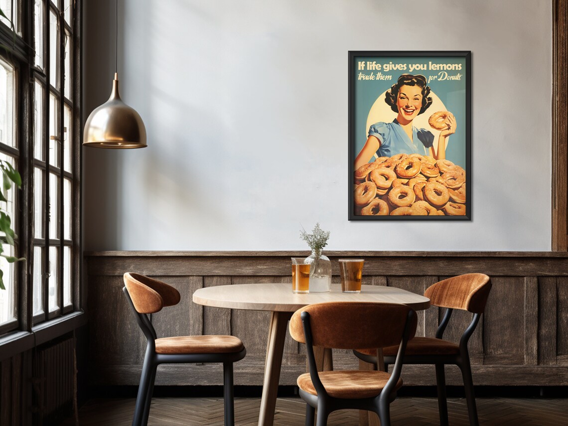 Retro Doughnut Kitchen Art Print, 50s Style - Image 4