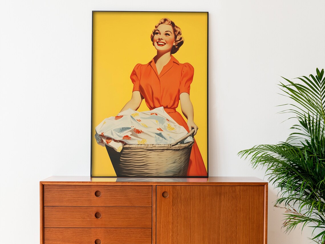 Retro Housewife Laundry Day Art Print, 50s Style - Image 3