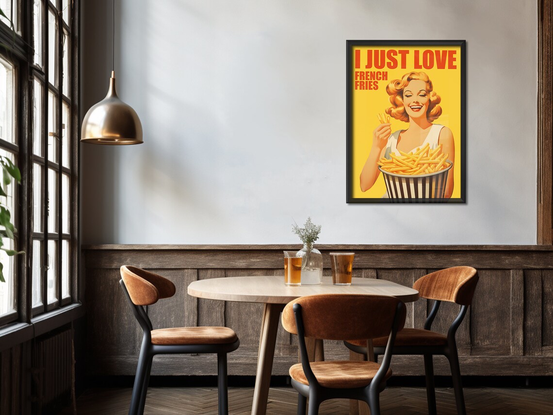 I Love French Fries Retro Kitchen Art Print - Image 3