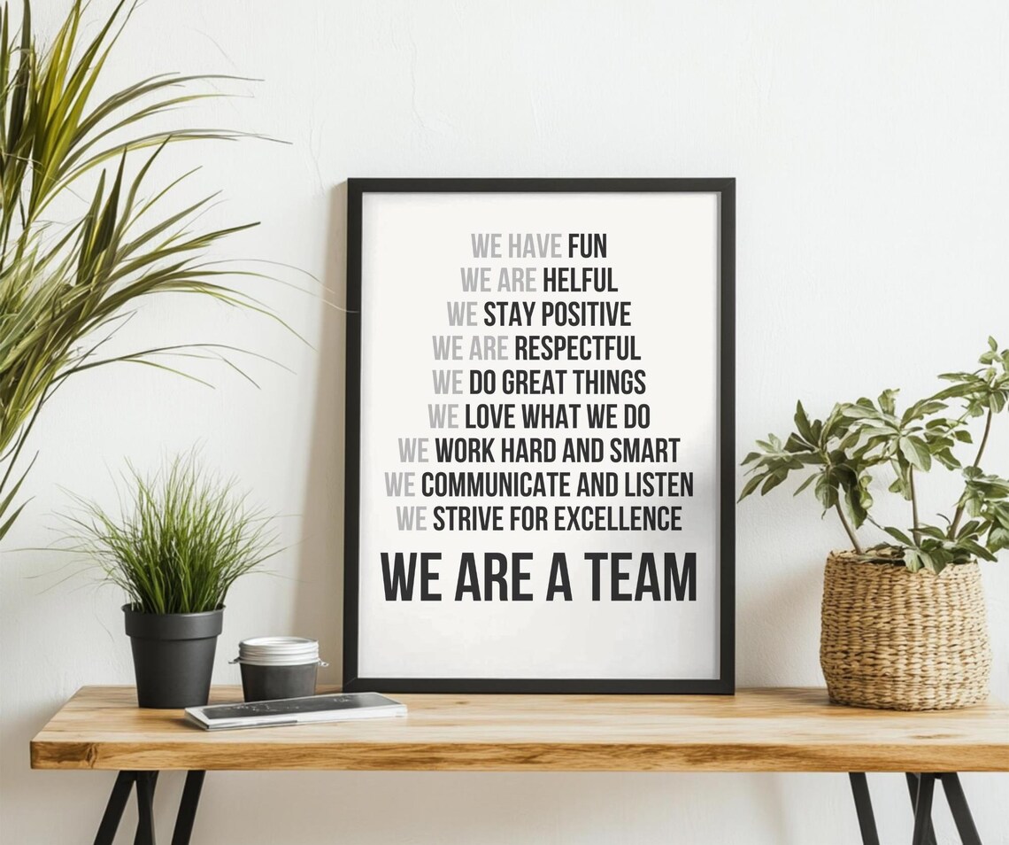 We Are a Team Office Teamwork Values Motivational Corporate Poster - Image 4