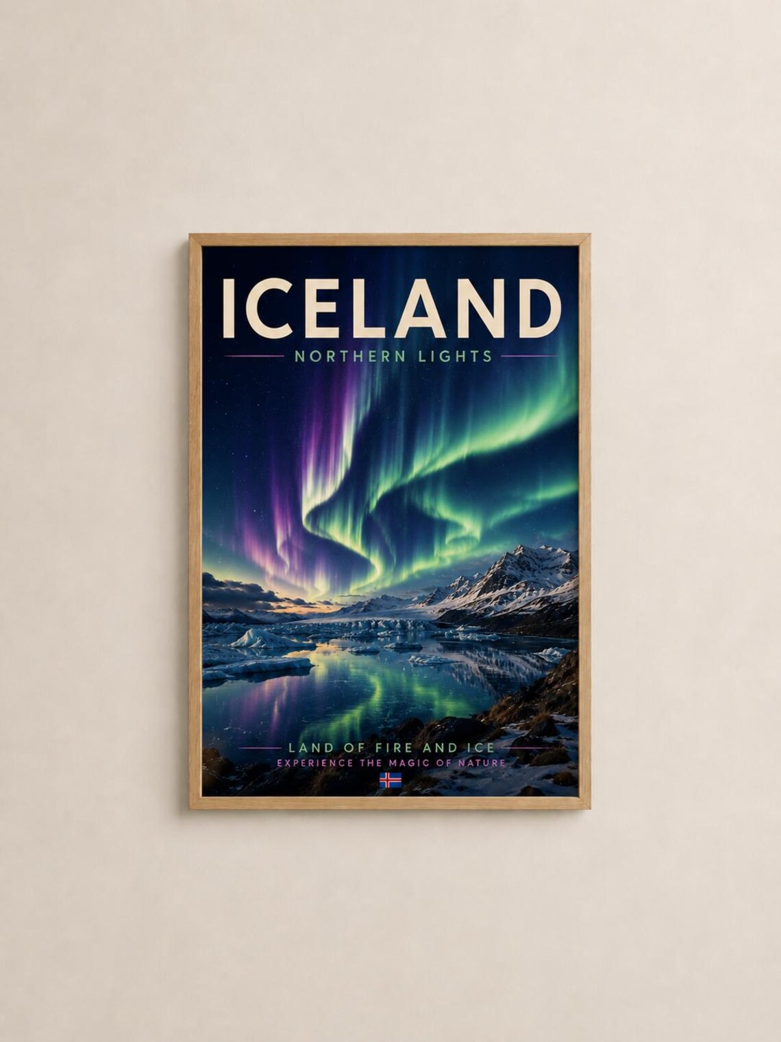 Iceland Northern Lights Travel Poster
