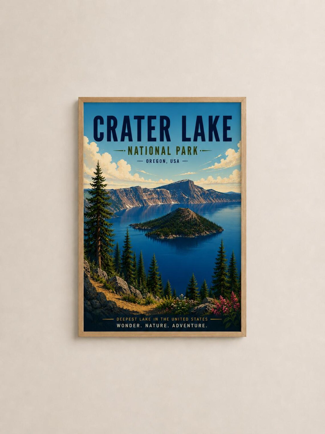 Crater Lake National Park Vintage Travel Poster
