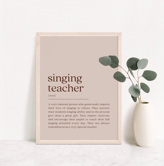 Singing Teacher Definition Art Print, Teacher Gift