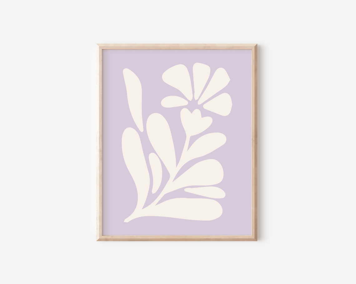 Lilac Abstract Botanical Flowers, Danish Pastel Art Print - Image 2