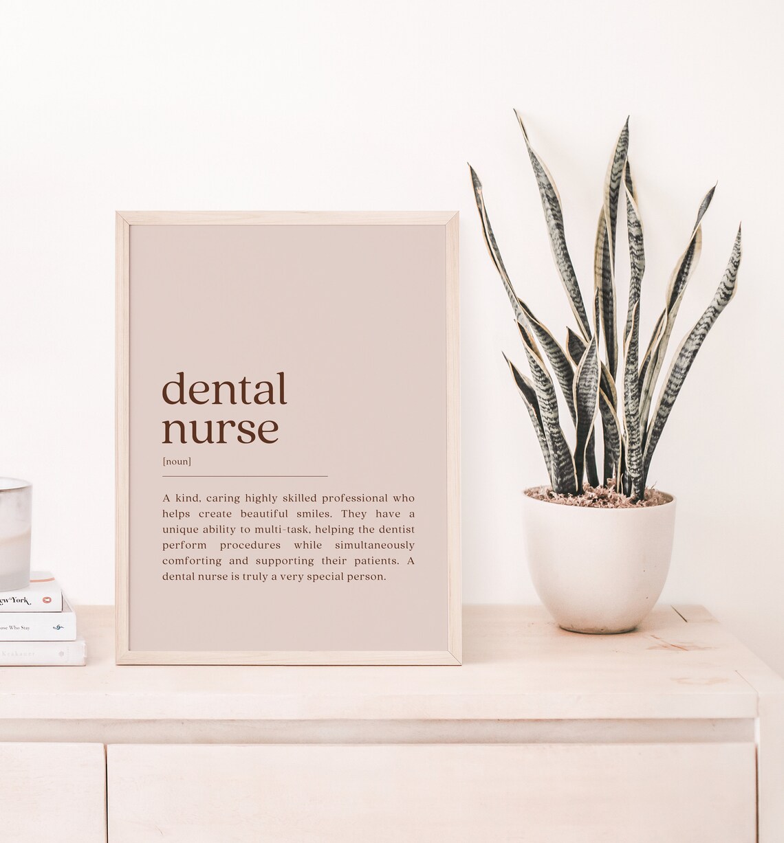 Dental Nurse Dictionary Definition Neutral Beige Typography Poster - Image 2