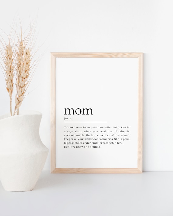 Mom Definition Minimalist Art Print, Mother's Day