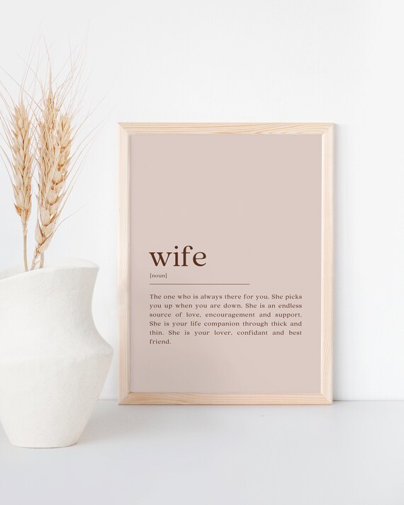 Wife Definition Print Gift For Wife Anniversary Gift Gifts For Her Art Minimalist Print Modern Wall Art