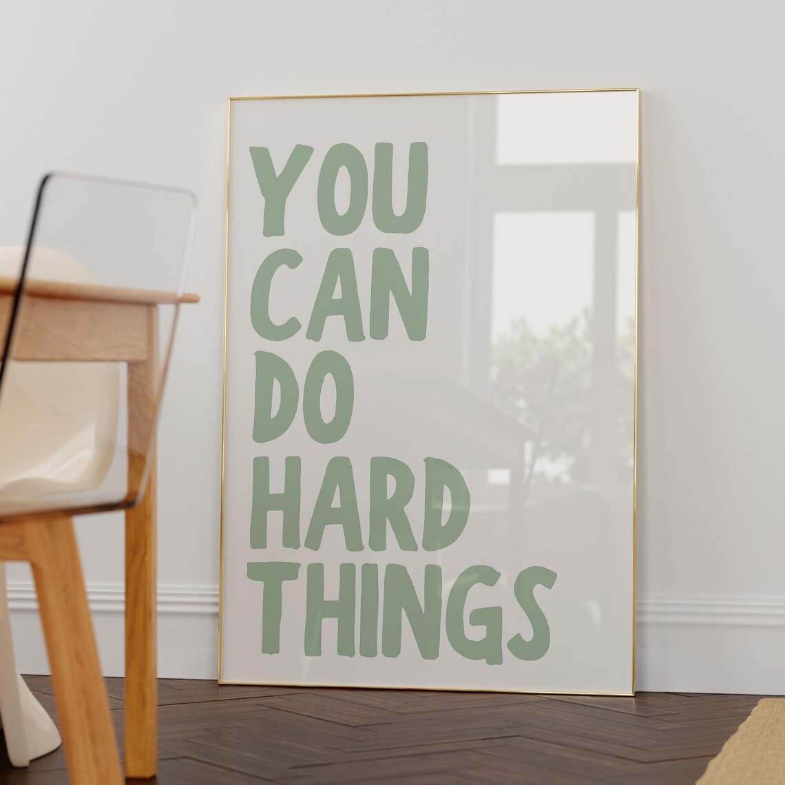 You Can Do Hard Things Green Bold Modern Motivational Quote Poster