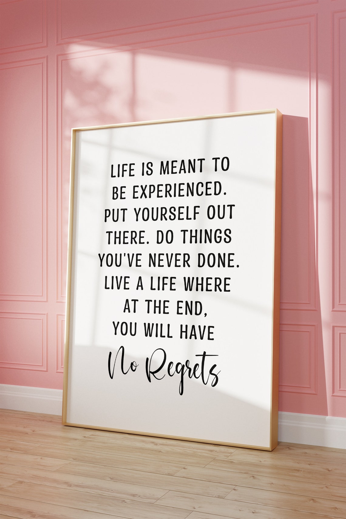 No Regrets Inspirational Quote Black White Typography Poster - Image 3