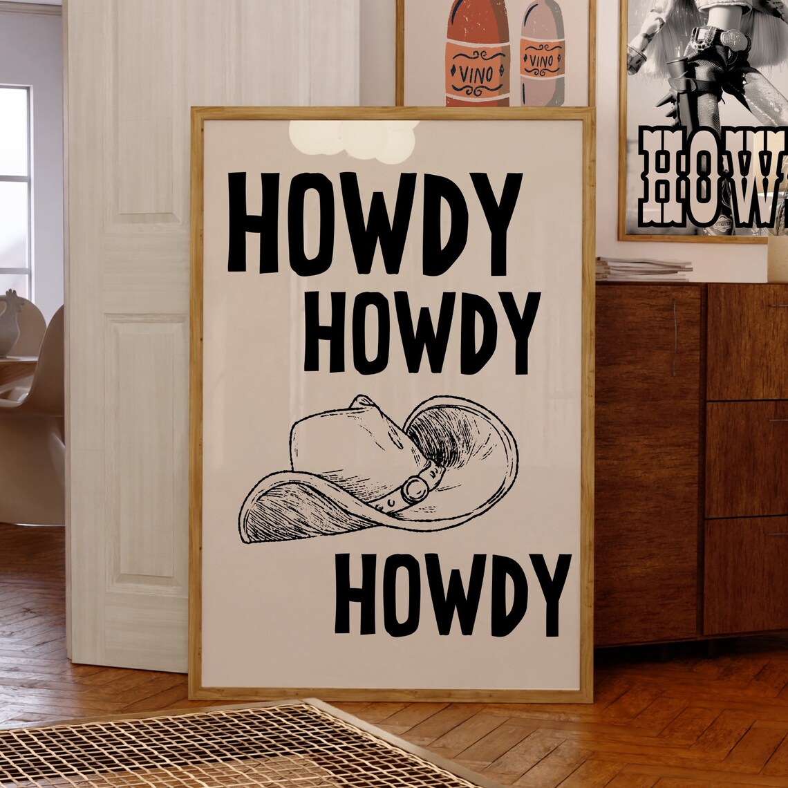 Howdy Western Art Prints, Vintage Cowboy Art