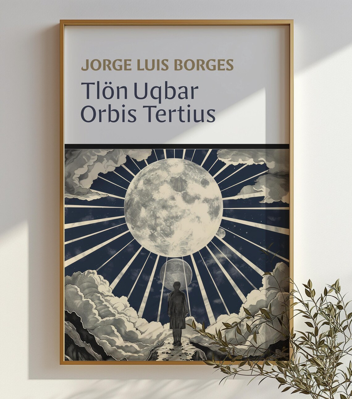 Borges Tlon Uqbar Orbis Tertius Surreal Moon Rays Literary Poster - Image 2