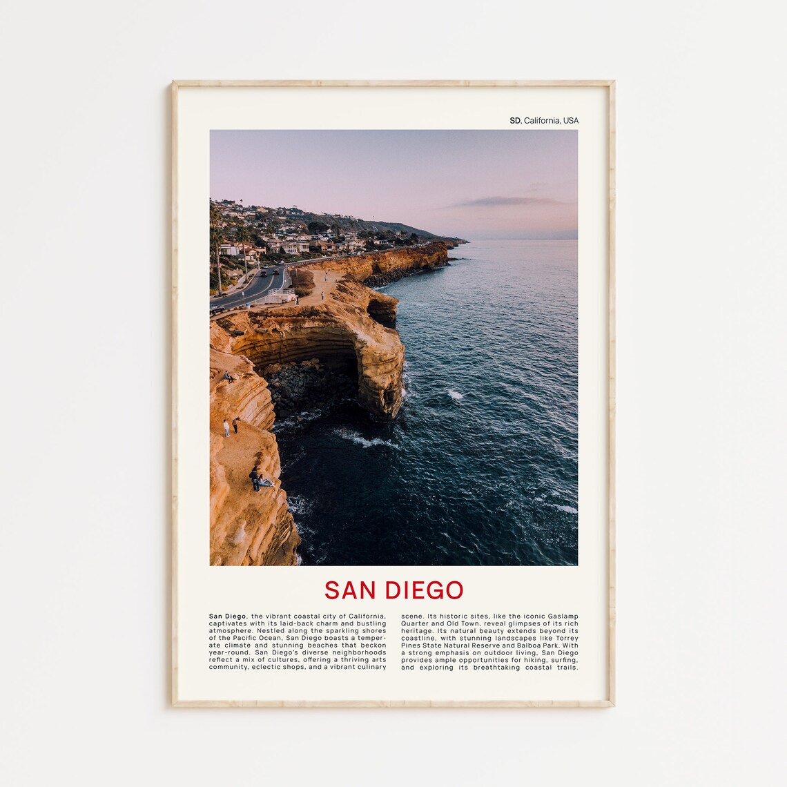 San Diego Sunset Cliffs Aerial Ocean Film Photo Travel Poster