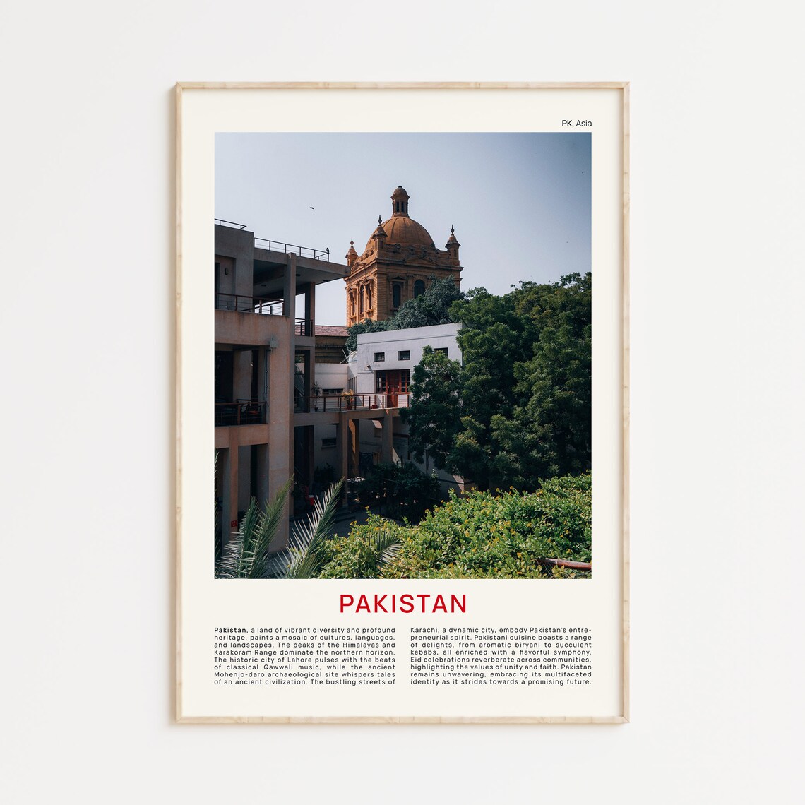 Pakistan Historic Old City Domed Landmark Film Travel Poster