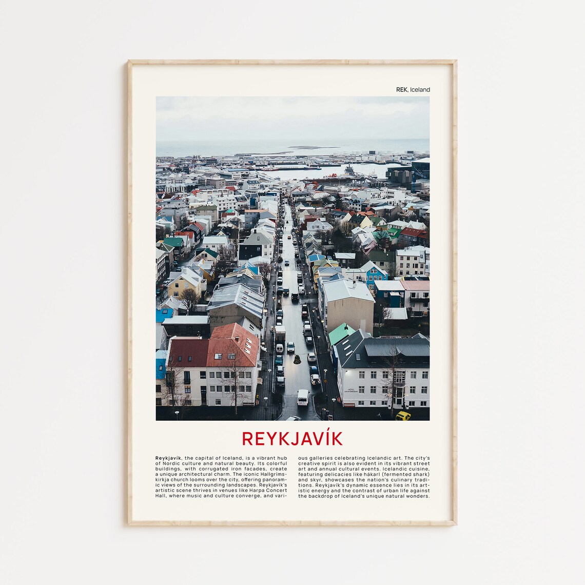 Reykjavik Iceland Colorful Rooftops Aerial City Film Photo Poster