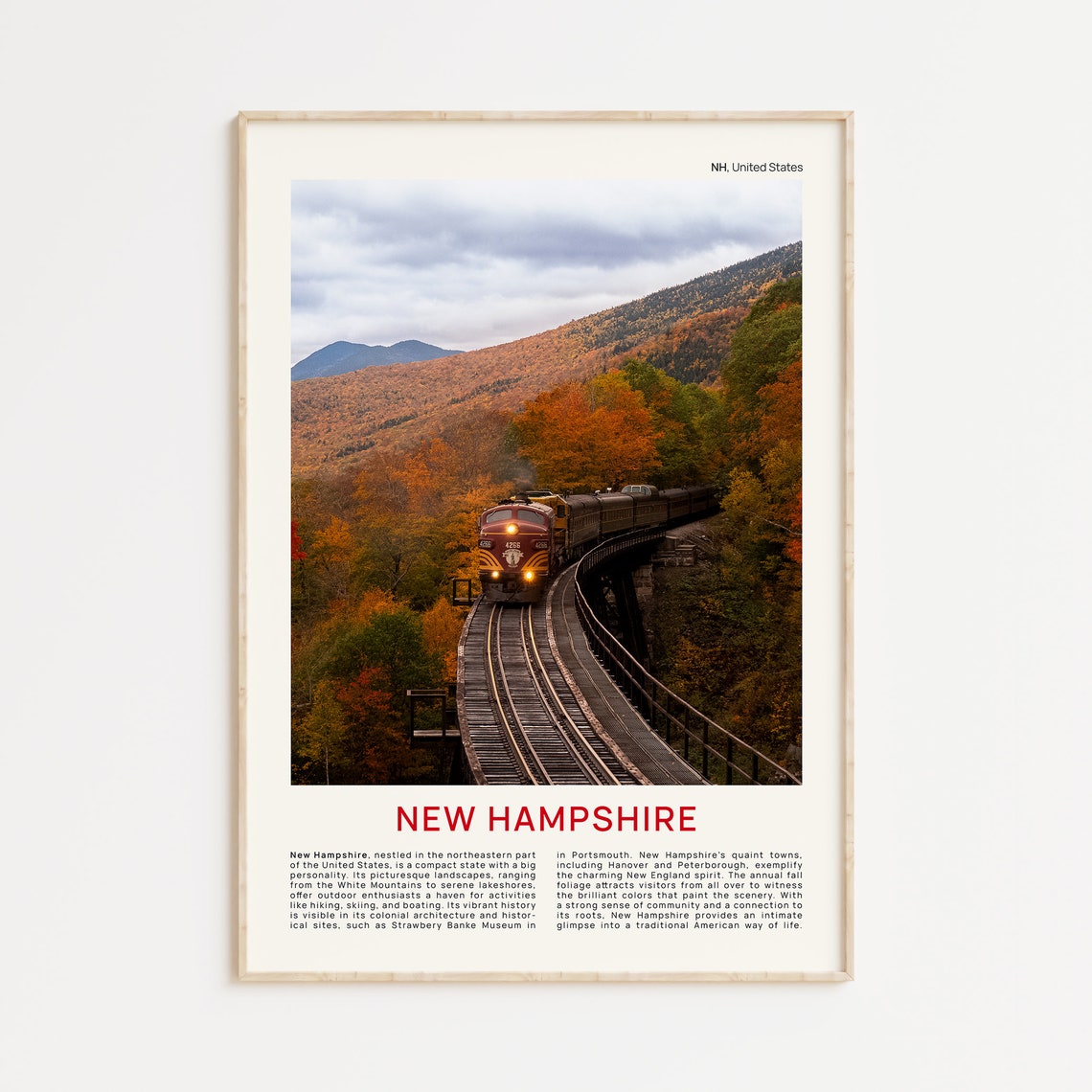 New Hampshire Fall Foliage Train Through Mountains Photo Poster