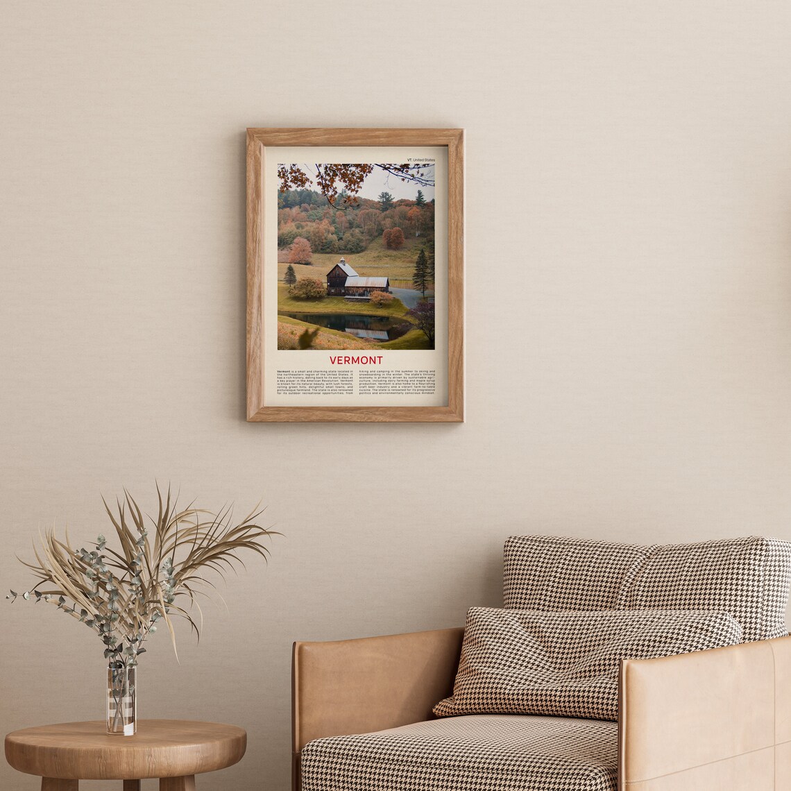 Vermont Autumn Barn Fall Foliage Lakeside Landscape Travel Poster - Image 3