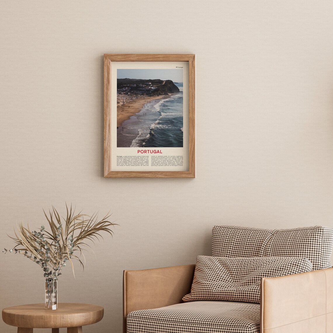 Portugal Atlantic Coast Golden Beach Aerial Cliffs View Poster - Image 3