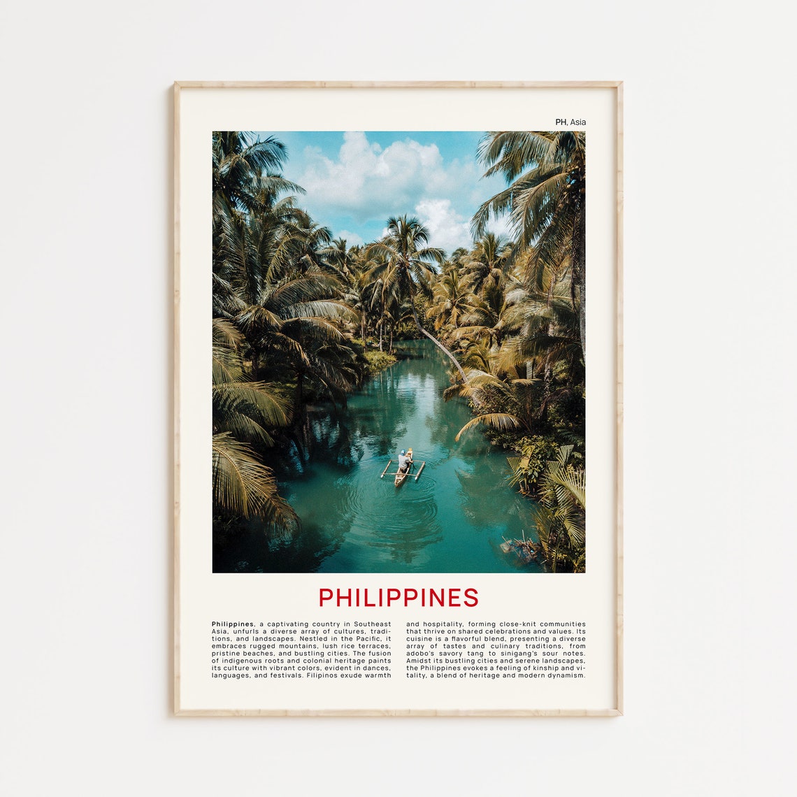 Philippines Tropical Palm River Boat Aerial Jungle Photo Poster