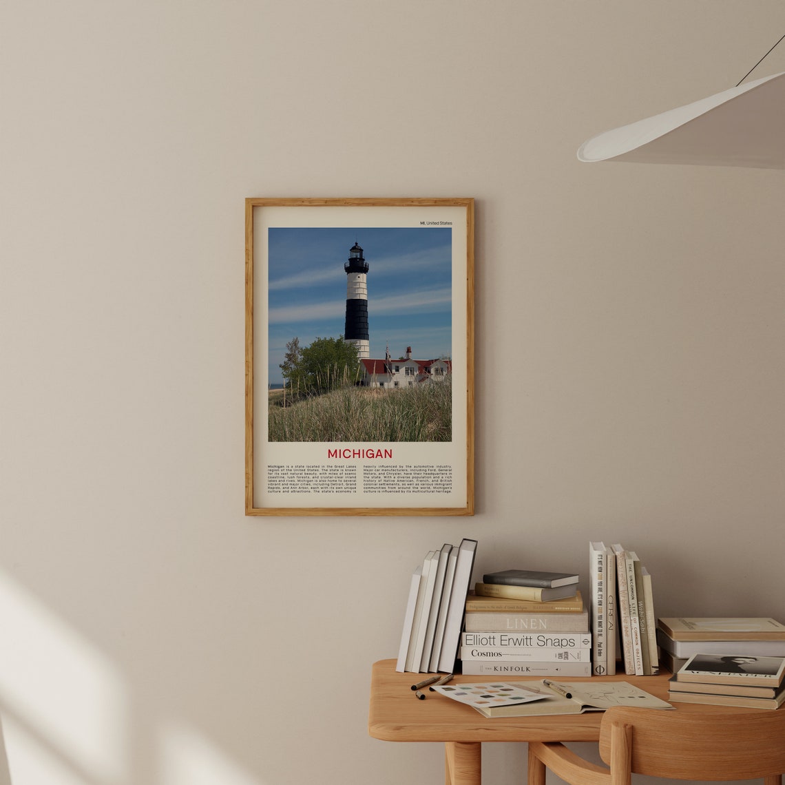 Michigan Lighthouse Black And White Tower Great Lake Photo Poster - Image 2