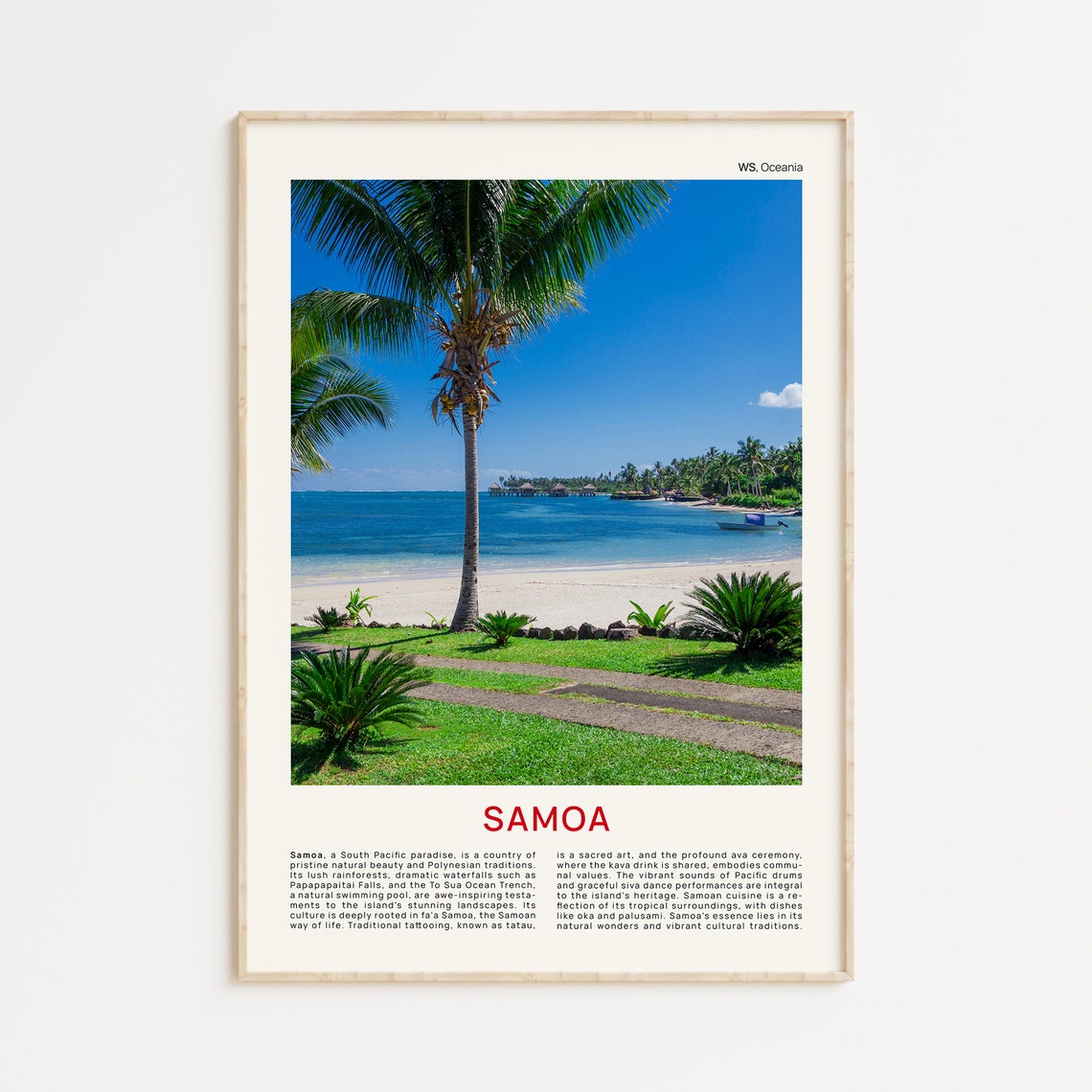 Samoa South Pacific Coconut Palm Beach Lagoon Photo Travel Poster