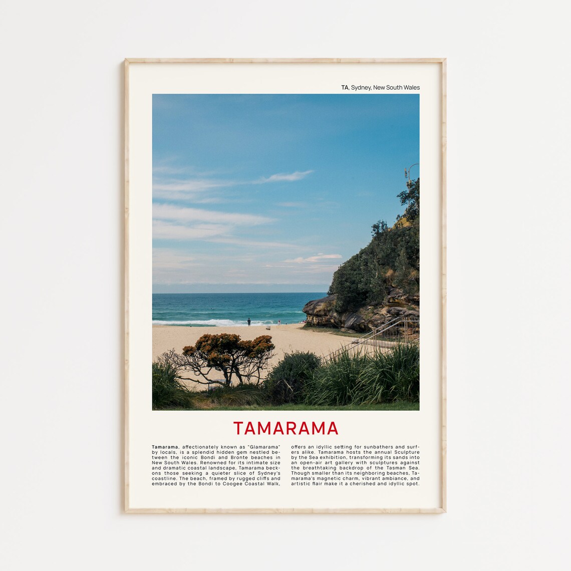Tamarama Travel Poster, Australia Wall Decor