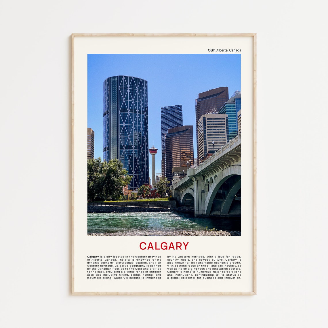 Calgary Alberta Downtown Skyline Bridge River City Photo Poster