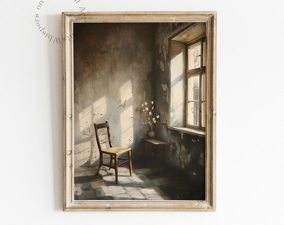 Morning Contemplation Dark Academia Print Moody Wall Art Vintage Still Life Painting Gothic Decor Rustic Wall Art