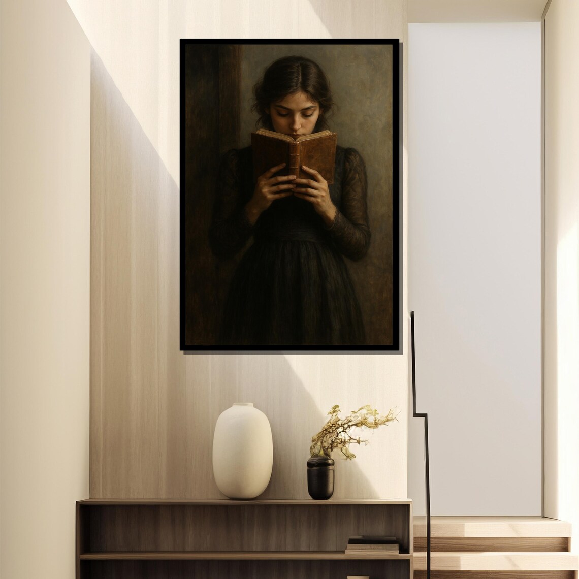 Karoline Kroiss Girl Reading, Contemplative Oil Portrait - Image 2