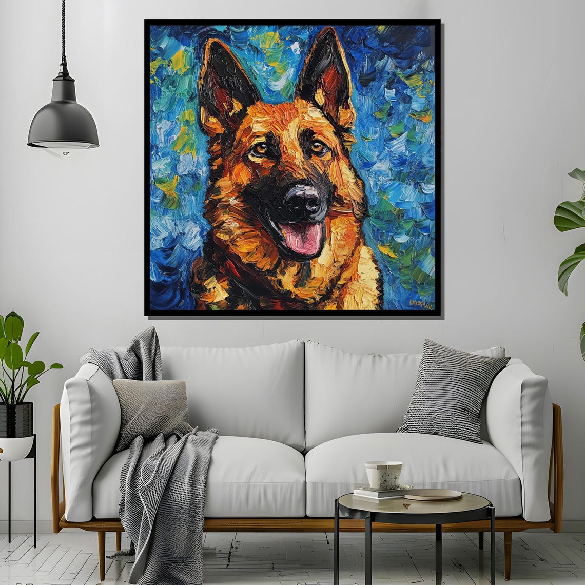 German Shepherd Painting In Van Gogh Style - Image 2