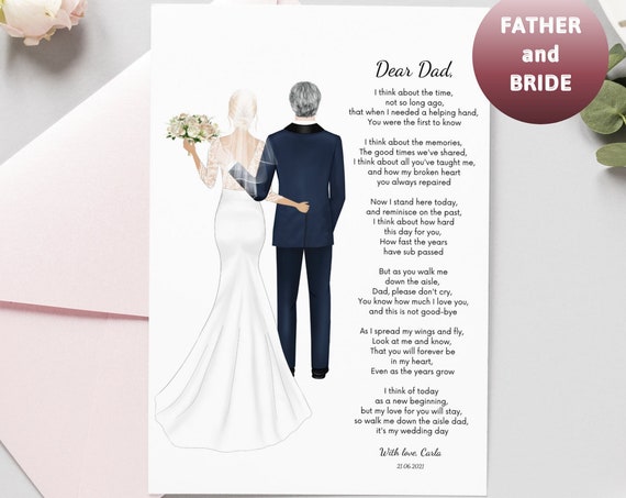 Dear Dad Father of the Bride Poem Custom Wedding Card Poster