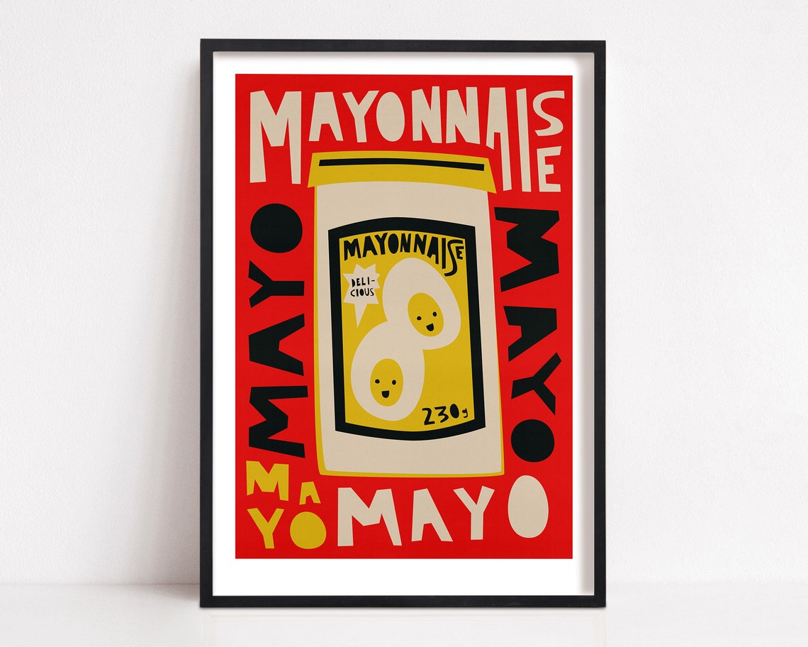Mayonnaise Retro Food Poster, Kitchen Wall Art
