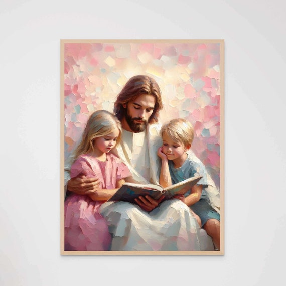 Patience And Love Christian Painting Jesus Teaching Children Jesus Good Shepherd Art Lds Art Bible Verse Wall Art Jesus And Kids Art