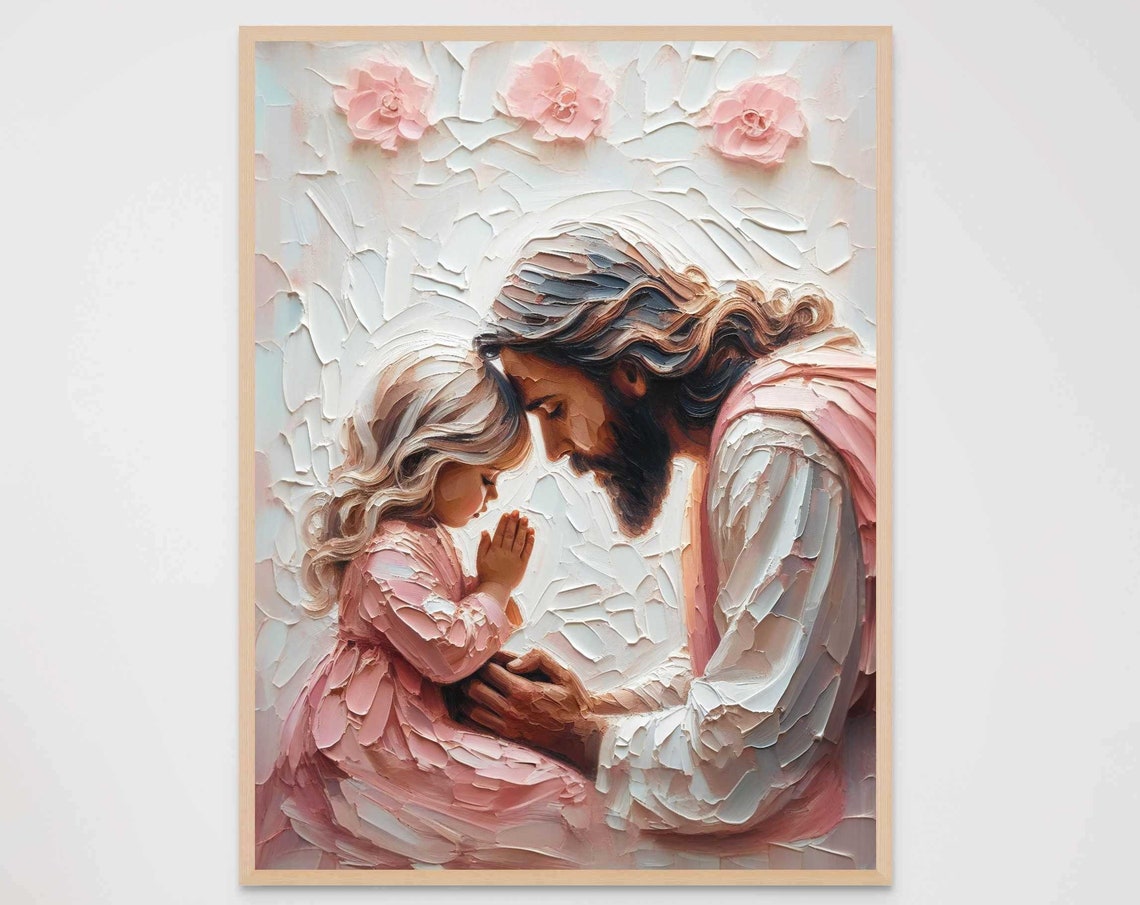 Little Prayers Christian Art Jesus And Little Girl Prayer Jesus Picture Lds Art Bible Painting Jesus With Children Jesus Praying Girl - Image 7