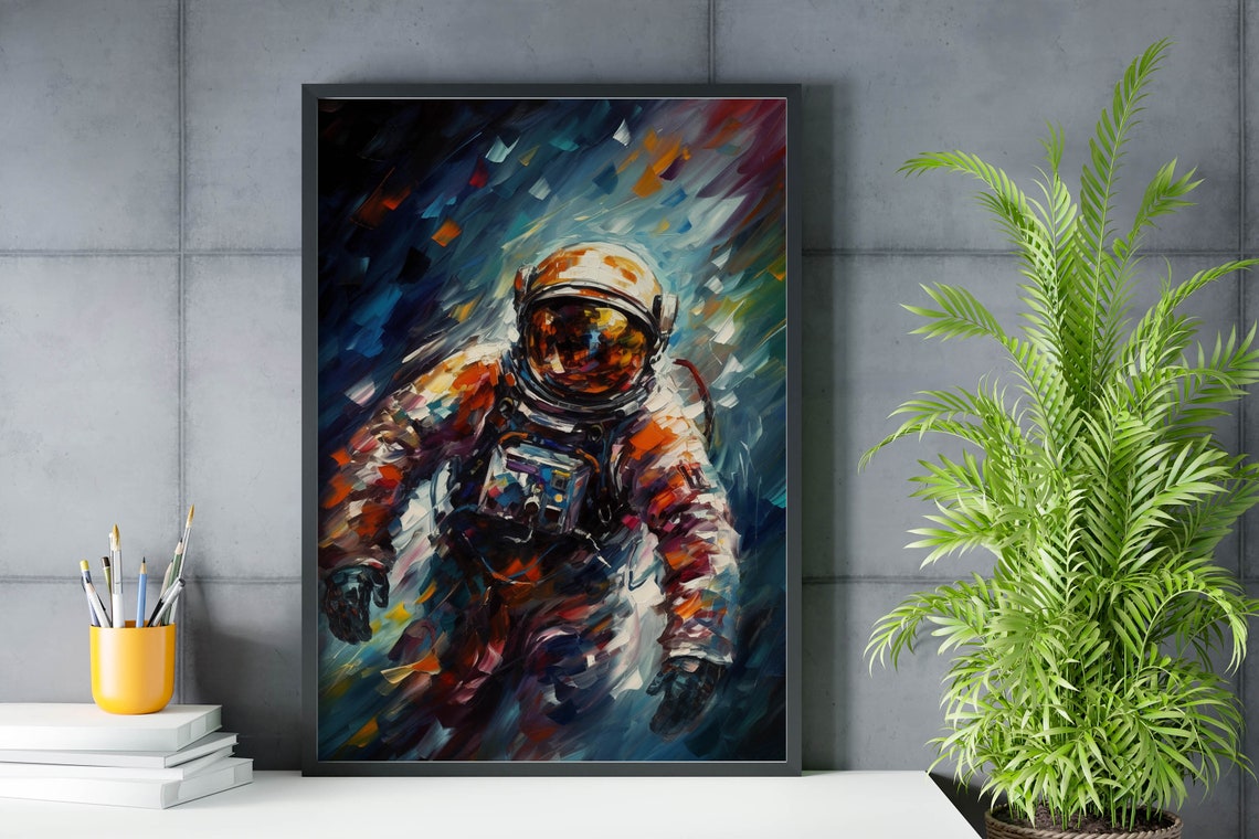 Abstract Colorful Astronaut Painting Bold Brushstroke Art Poster - Image 2