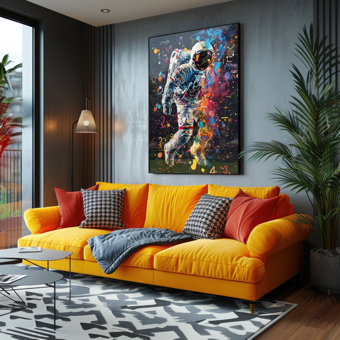 Colorful Astronaut Floating in Cosmic Paint Splatter Space Poster - Image 4
