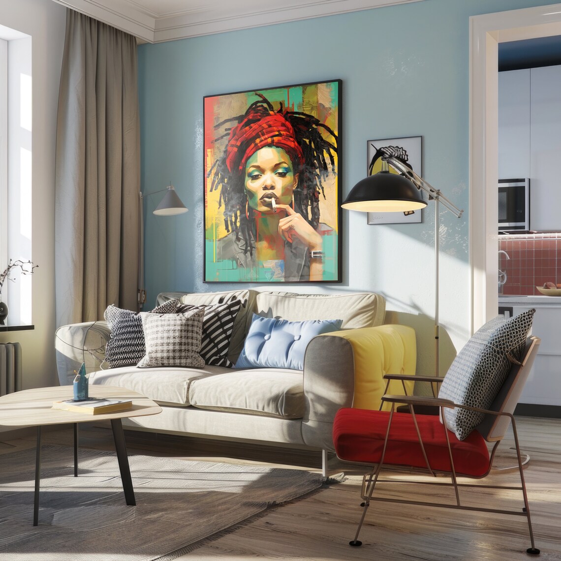 Rasta Woman Smoking Portrait Caribbean Jamaica Pop Art Poster - Image 4