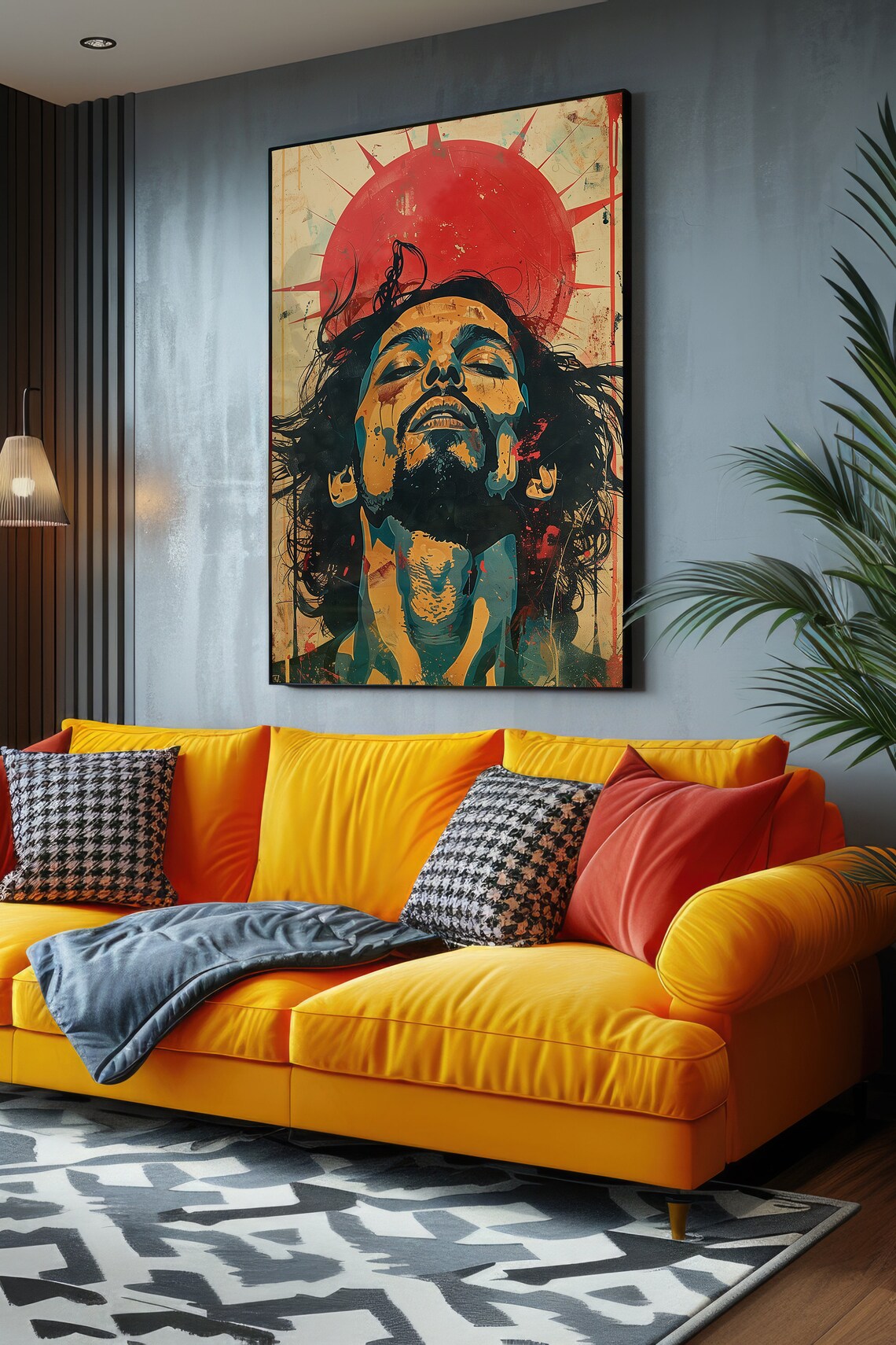 Moody Jesus Portrait Red Sun Pop Art Poster Retro Christian Wall Decor - Image 4