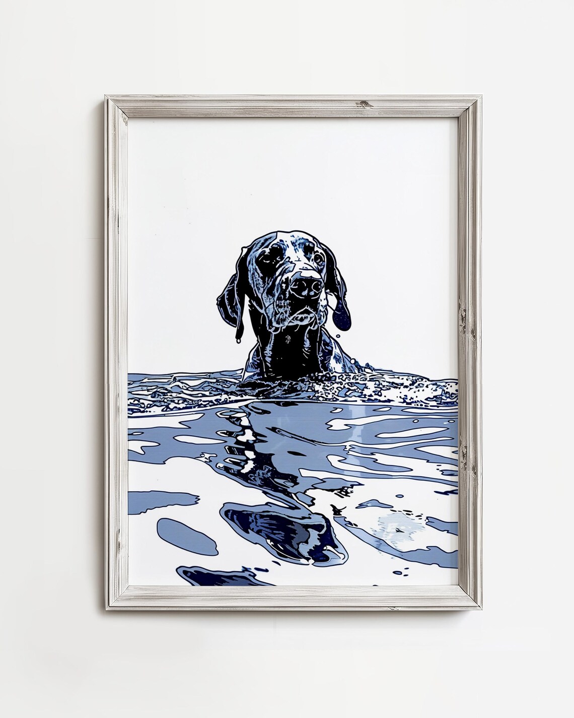 Weimaraner Wading in Water Sketch Art Print