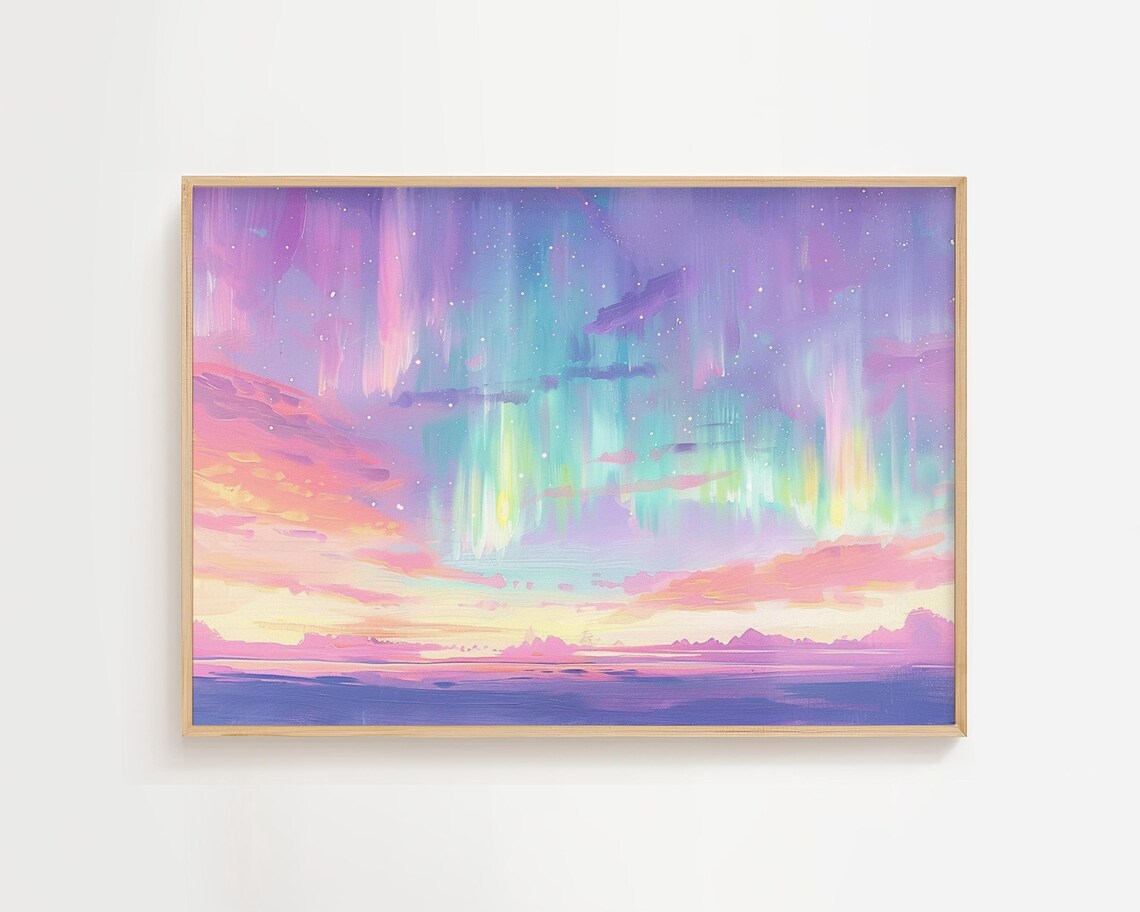 Northern Lights Pastel Painting Wall Art Print