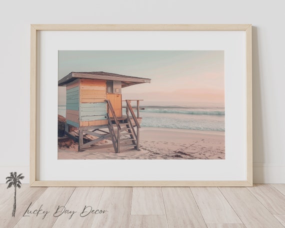 Ocean Prints Lifeguard House Neutral Beach Decor Tropical Print Surf Art Sea Surfboard Poster Lover Coastline