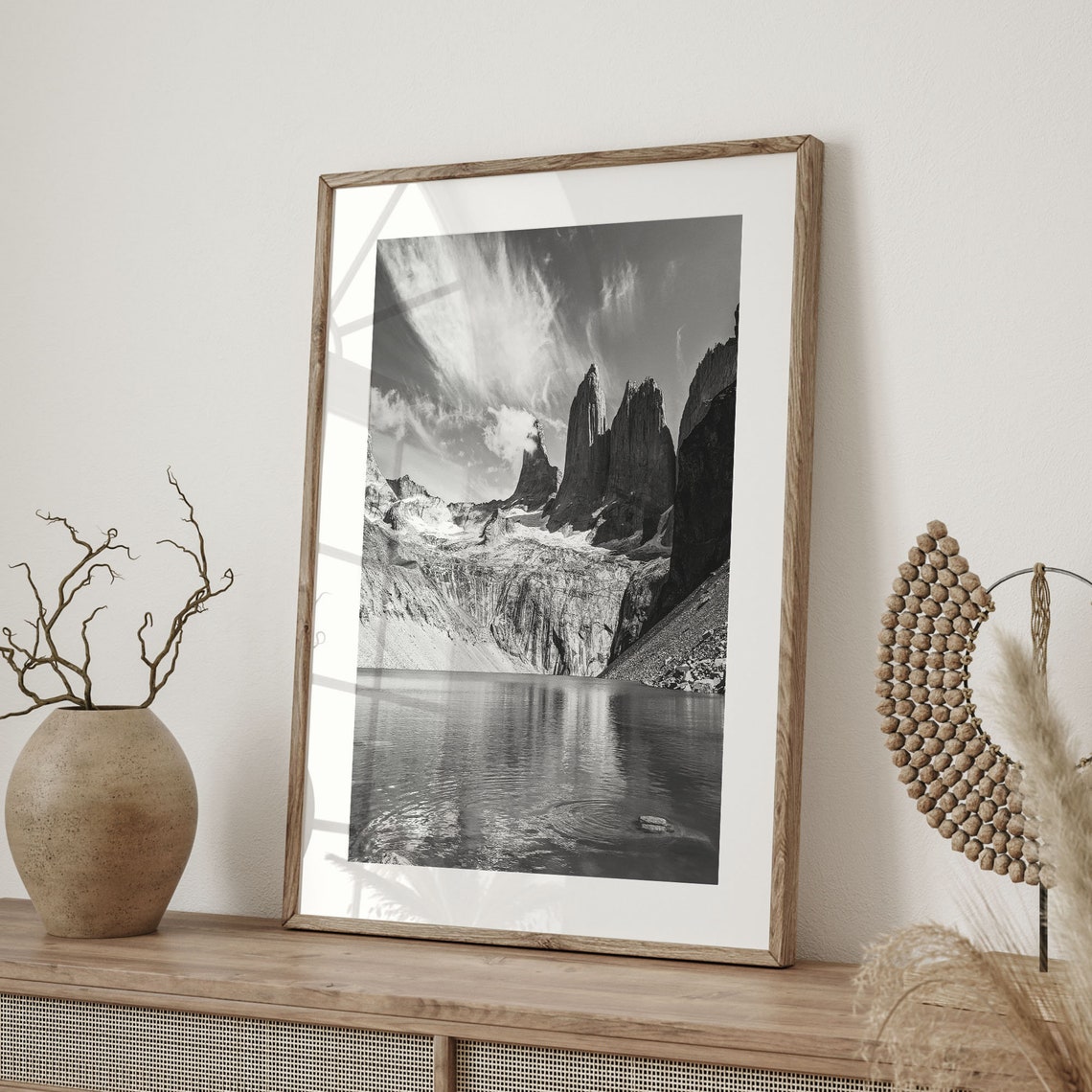 Torres Del Paine Wall Art Black And White Print Chile Travel Poster Torres Del Paine Photo Nature Photography C19 390 - Image 2
