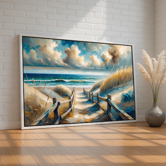 Beach Path Through Dunes To Ocean Coastal Fence Seaside Wall Art