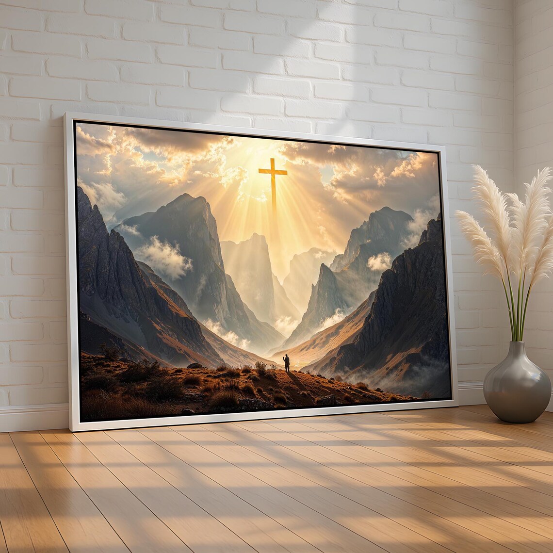 Christian Mountain Scene Art Print, Spiritual Decor