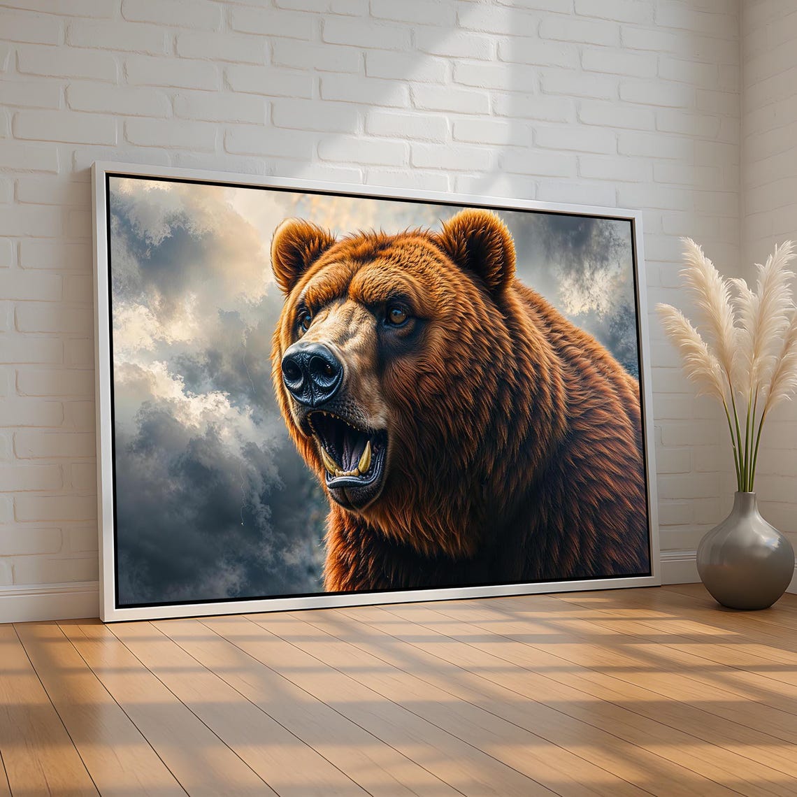 Roaring Grizzly Bear Close Up Dramatic Wildlife Portrait Poster