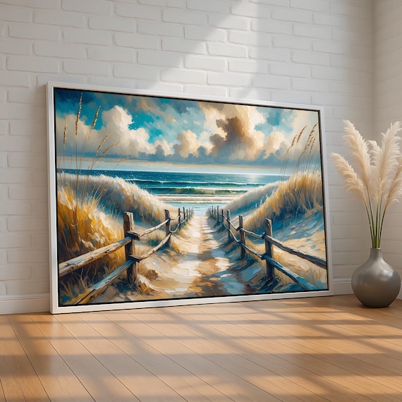 Beach Path Through Dunes to Ocean Sandy Shoreline Coastal Wall Art