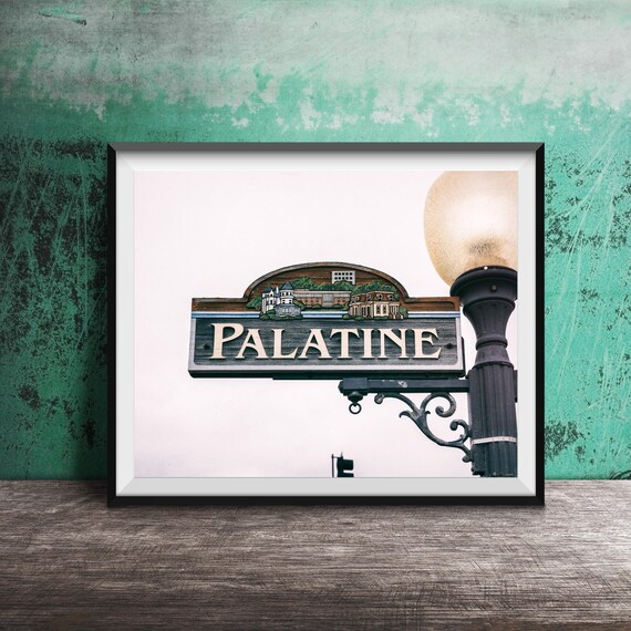 Palatine Illinois Ornate Street Sign Lamp Post Color Photo Print